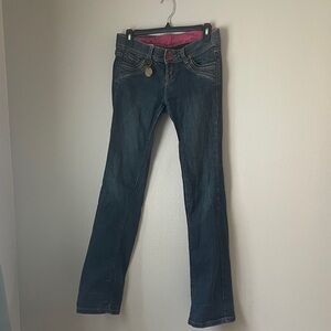 TOUGH JEANS | Dark Blue Straight Leg Super Low Rise 90’s inspired Jeans